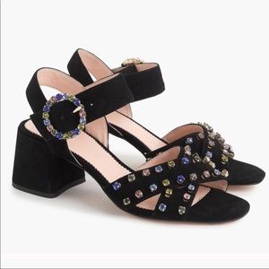 J.Crew Embellished Penny Sandal Block Heel